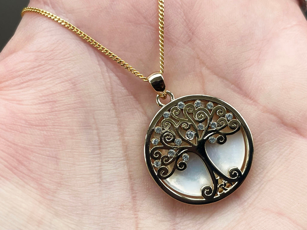 Mother Of Pearl Tree Of Life Gold Necklace