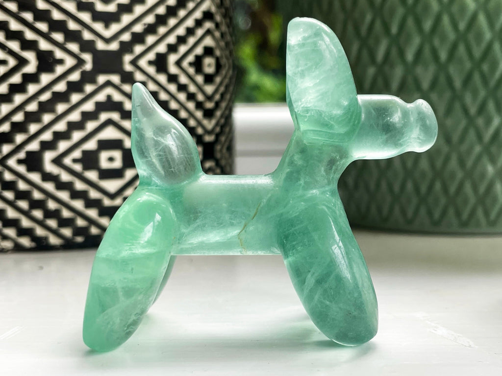 Green Fluorite Dog Carving