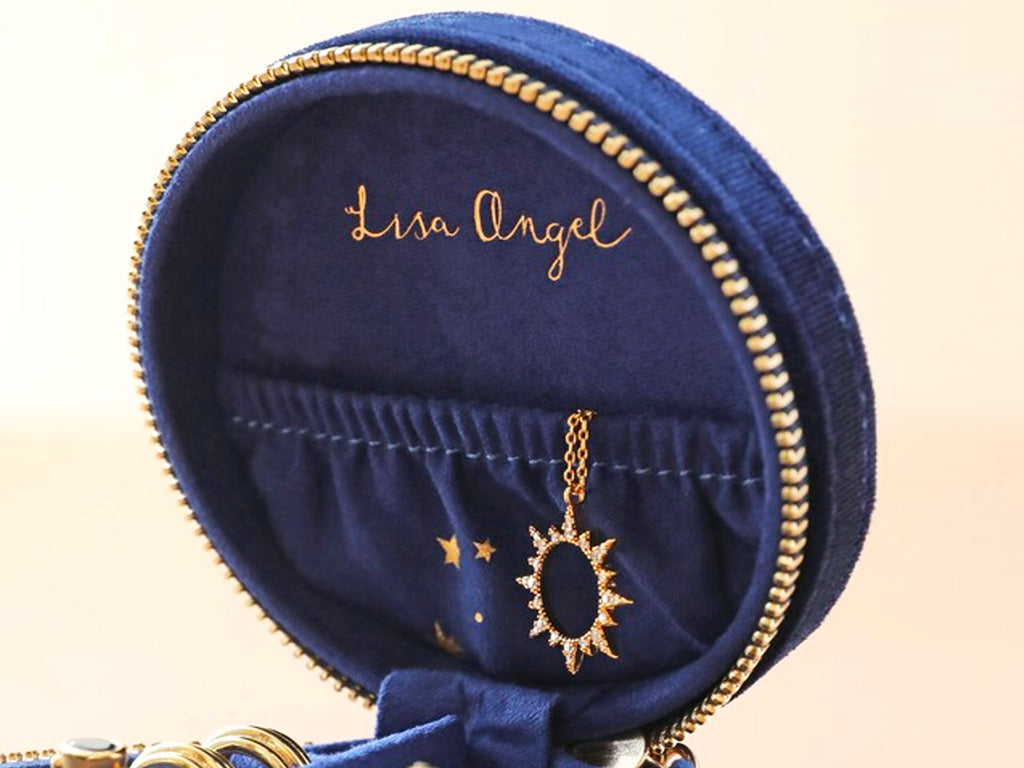 Starry Night Navy Blue Velvet Mini Round Jewellery Case  By Lisa Angel.
