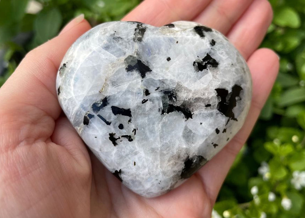 Polished Rainbow Moonstone Puff Heart