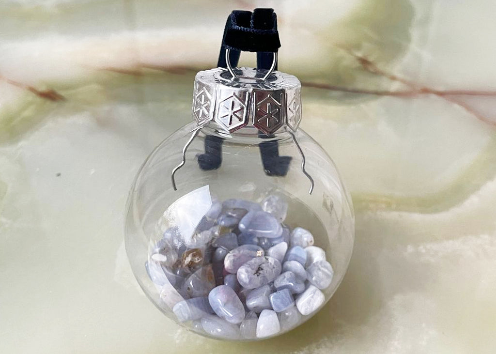 Blue Lace Agate Crystal Christmas Tree Bauble