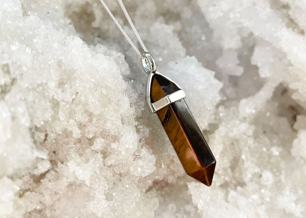 Tiger's Eye Fixed Point Pendant On 925 Silver Chain