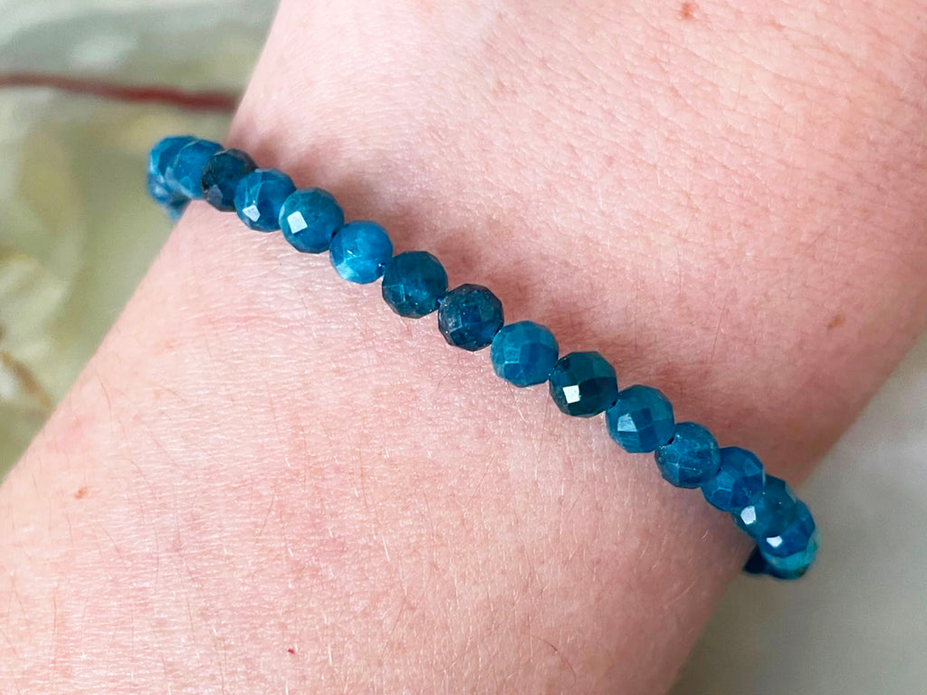 Blue Apatite Faceted Bead Bracelet