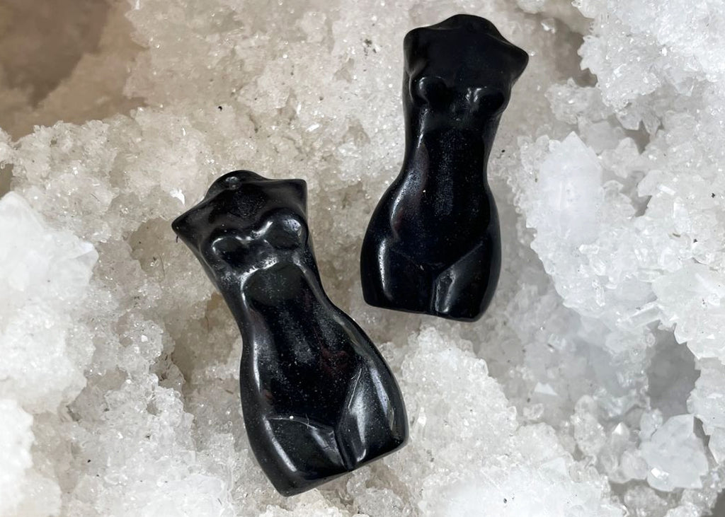Mini Black Obsidian Goddess/Woman's Body Carving