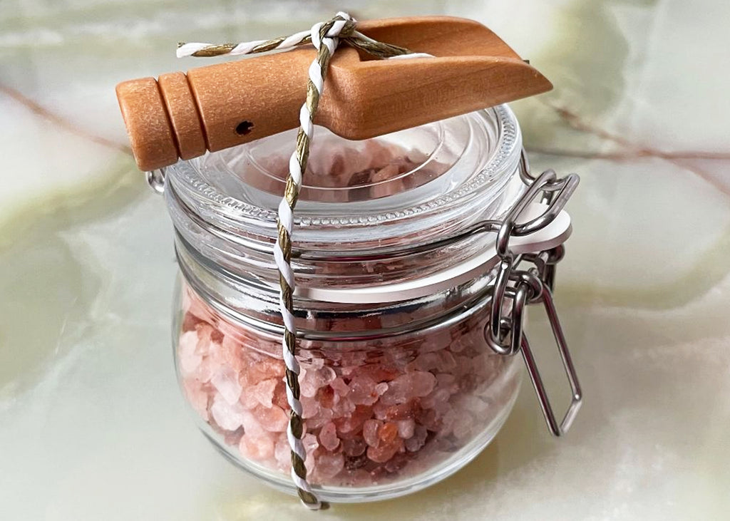 Pink Himalayan Bath Salts Jar And Spoon