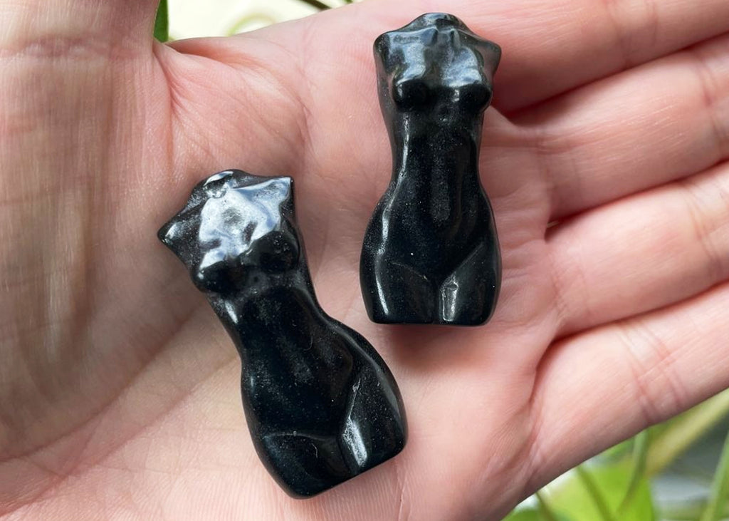 Mini Black Obsidian Goddess/Woman's Body Carving