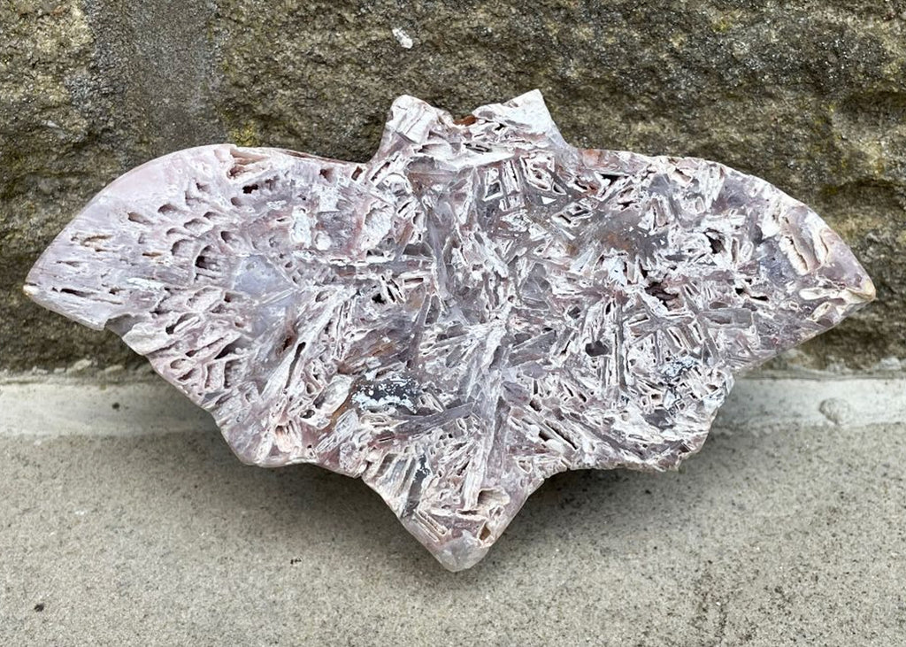 Carved And Polished Pink Amethyst Bat