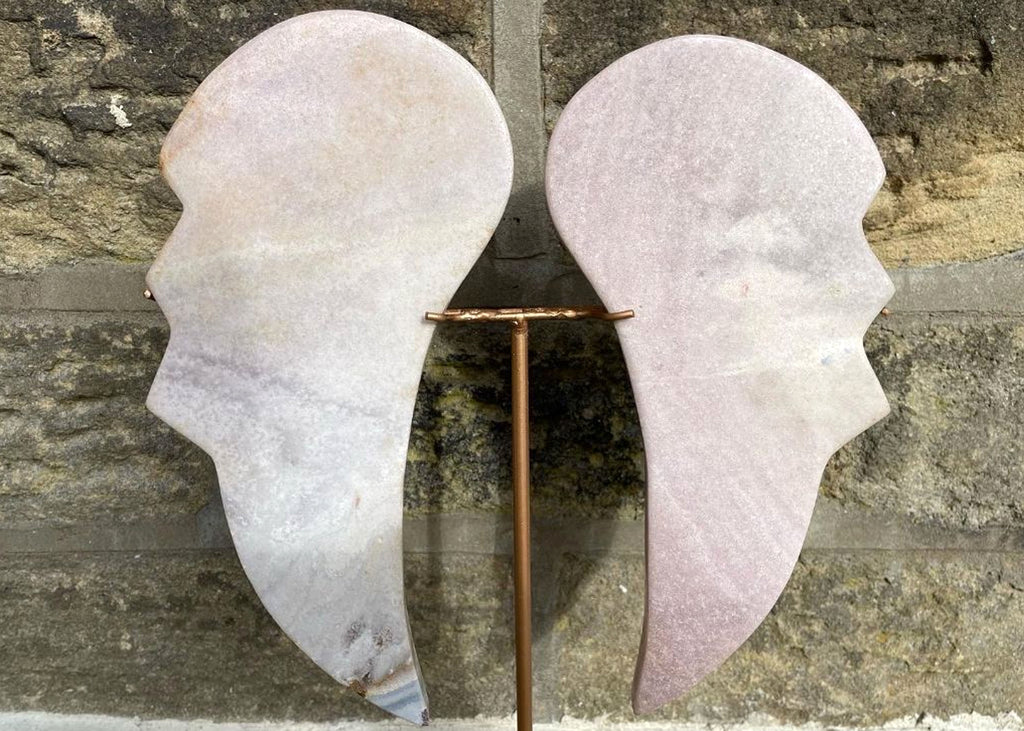 Pink Amethyst Wings On Rose Gold Stand
