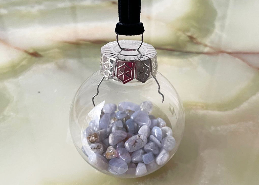 Blue Lace Agate Crystal Christmas Tree Bauble