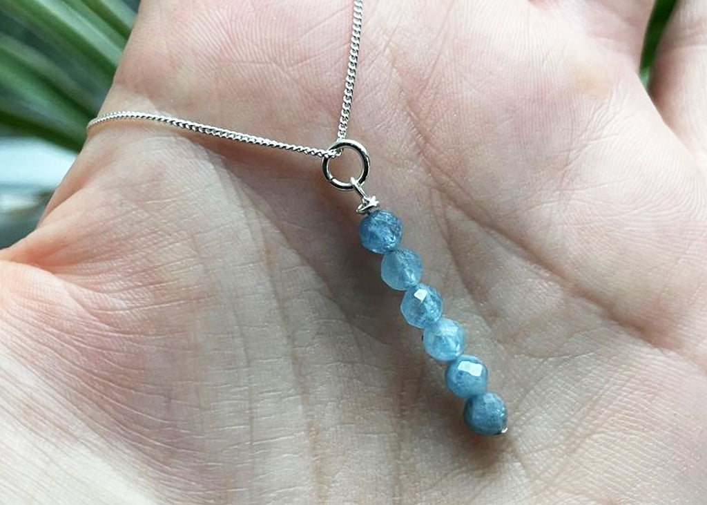 Aquamarine Faceted Bead Drop Necklace
