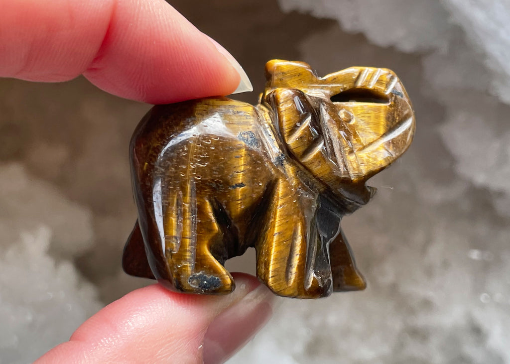 Carved And Polished Tiger's Eye Elephant