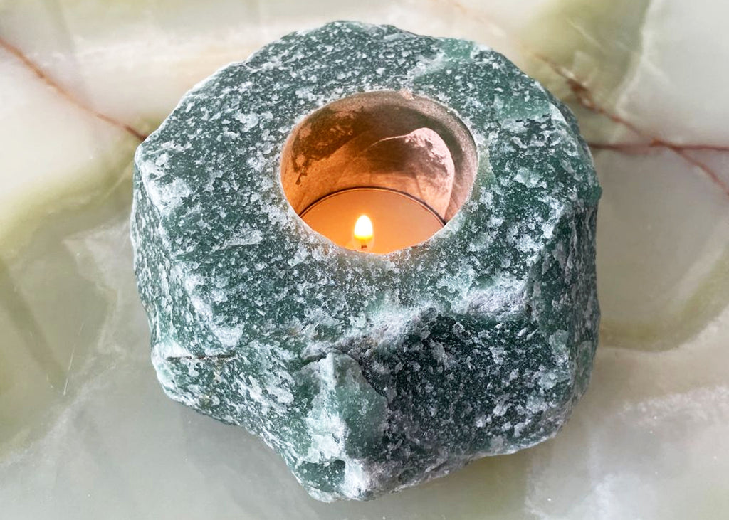 Green Aventurine Crystal Candle Holder