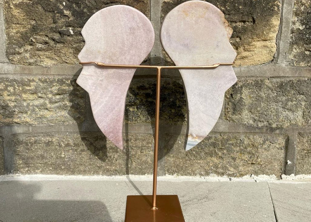 Pink Amethyst Wings On Rose Gold Stand