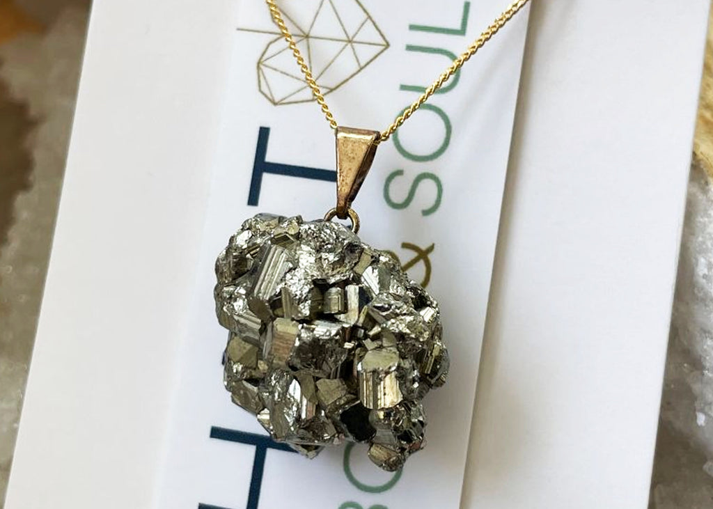 Pyrite Cluster Pendant On Gold Vermeil Chain