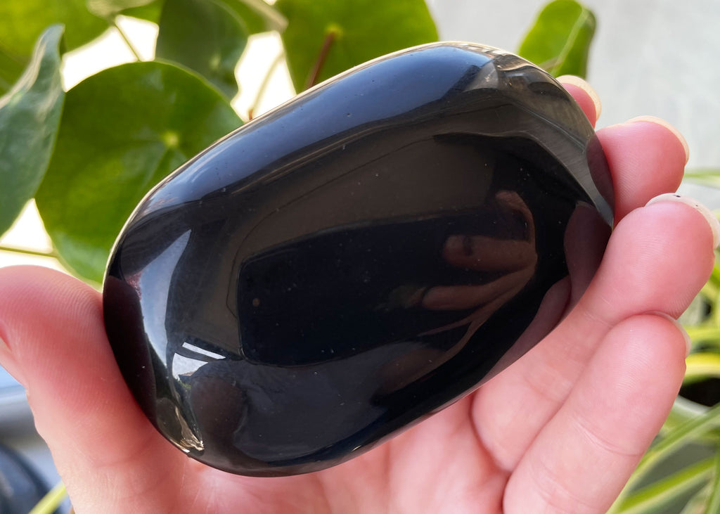 Large Black Obsidian Palm Stone/Pebble