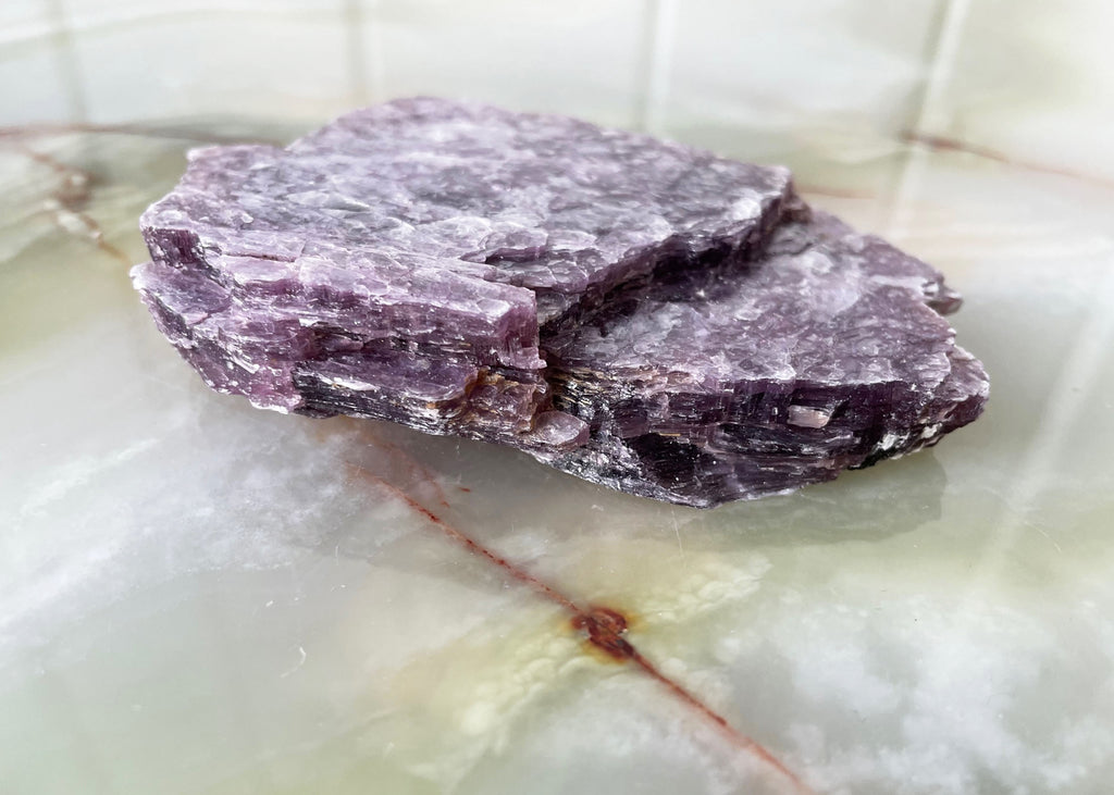 Raw/Rough Lepidolite Mica slices and chunks