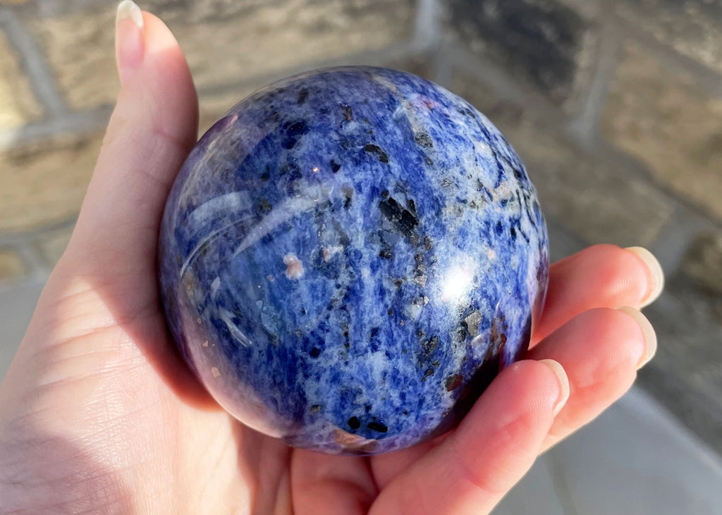 Large Polished Sodalite Sphere With Hematite Inclusions