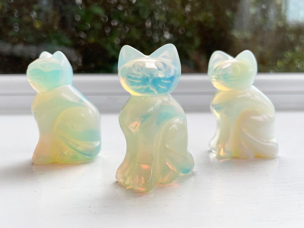 Carved And Polished Opalite Cat