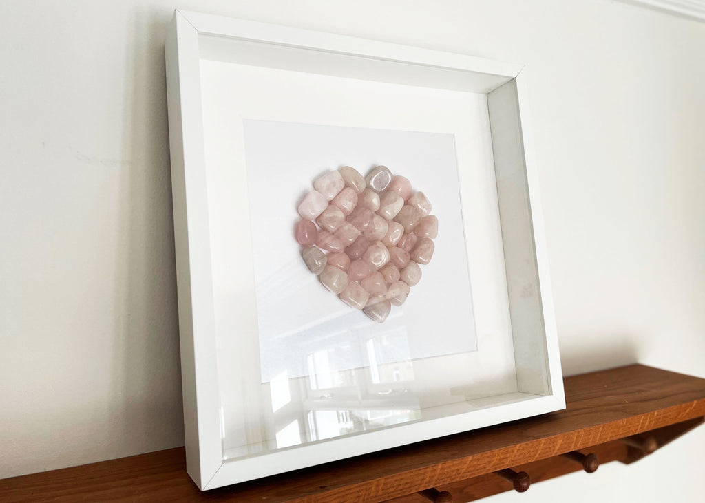 Hand Made Rose Quartz Heart Framed Artwork