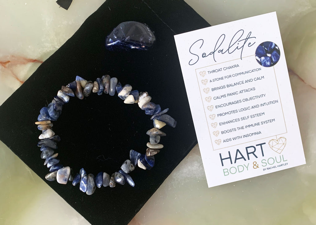Sodalite Crystal Bracelet And Tumblestone Gift Set