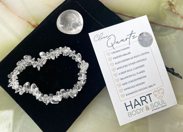 Clear Quartz Crystal Bracelet And Tumblestone Gift Set