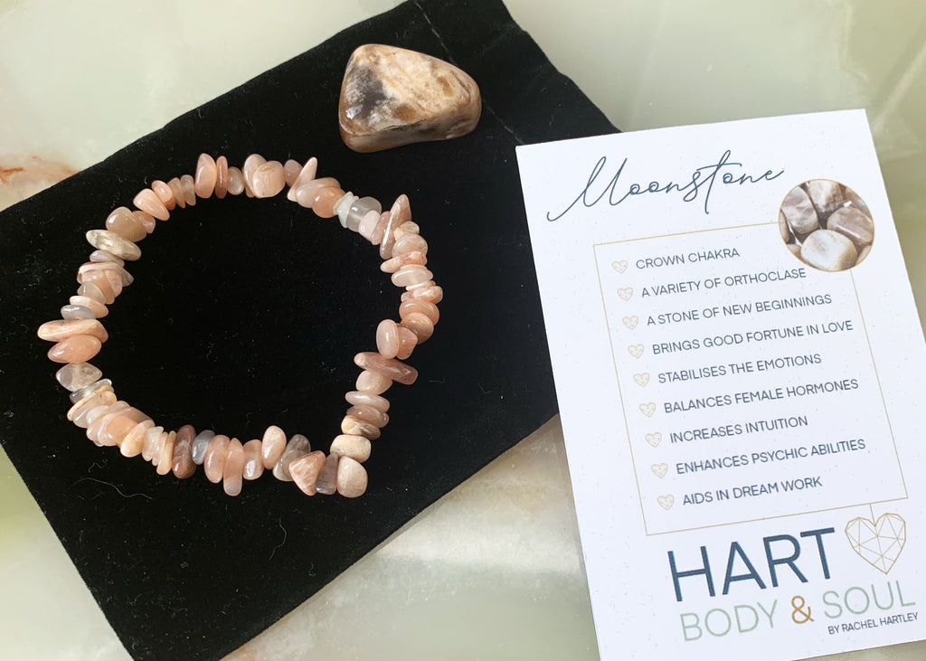 Moonstone Crystal Bracelet And Tumblestone Gift Set