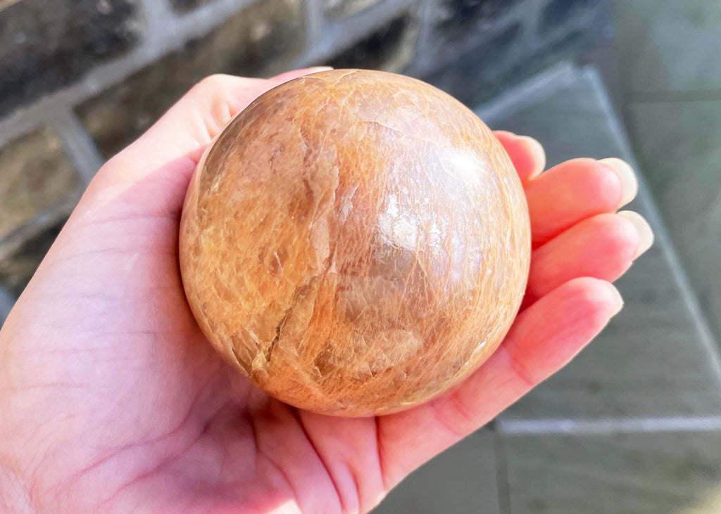 Peach moonstone sphere