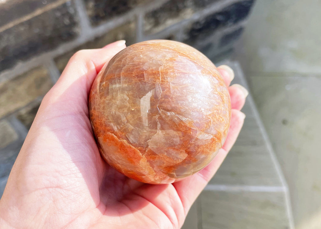Peach moonstone sphere
