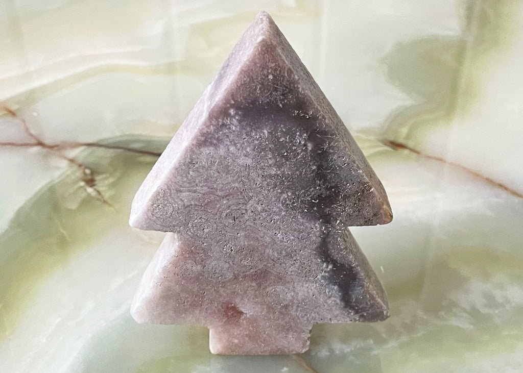 Carved And Polished Druzy Pink Amethyst Christmas Tree