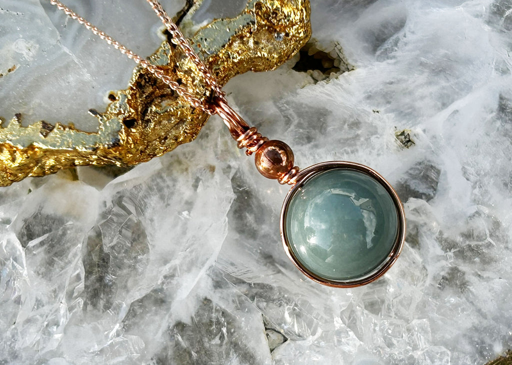 Handmade Blue Water Jade Necklace