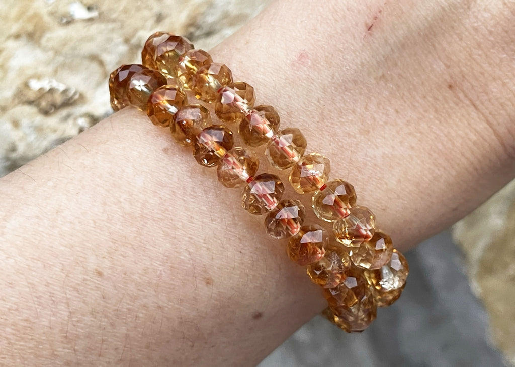 Citrine Faceted Rondelle Bead Bracelet