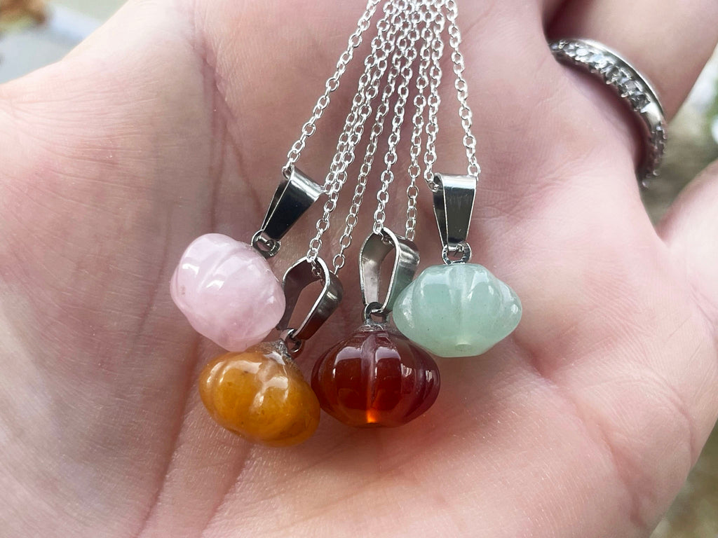 Halloween Crystal Pumpkin Carving Necklace