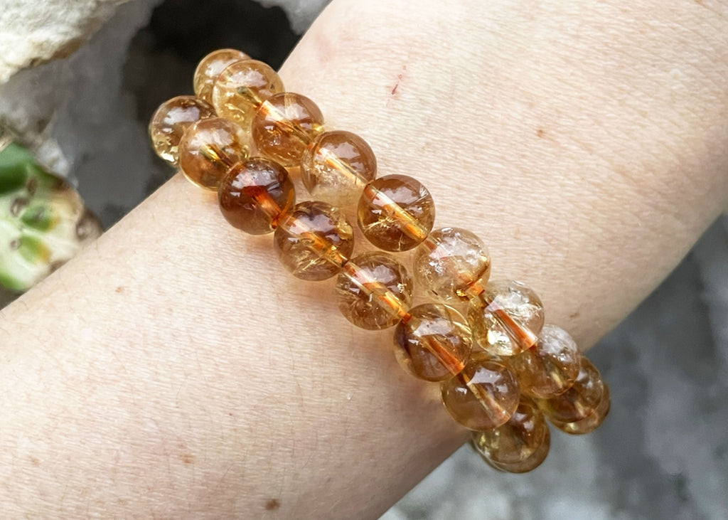 Citrine 8mm Round Bead Bracelet