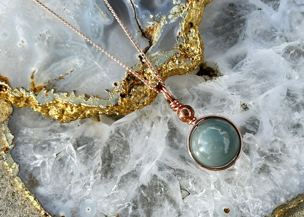 Handmade Blue Water Jade Necklace