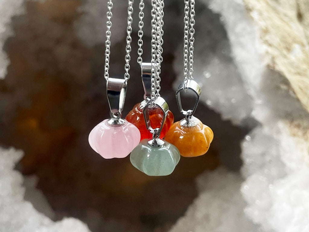 Halloween Crystal Pumpkin Carving Necklace