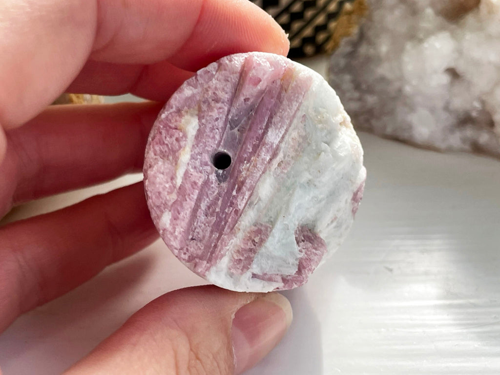 Raw Pink Tourmaline Incense Holder