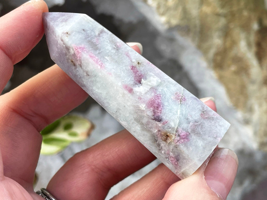 Pink Tourmaline, Aquamarine And Lepidolite Towers