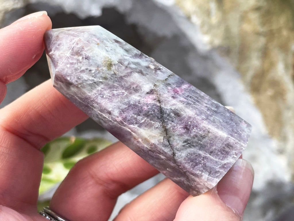 Pink Tourmaline, Aquamarine And Lepidolite Towers