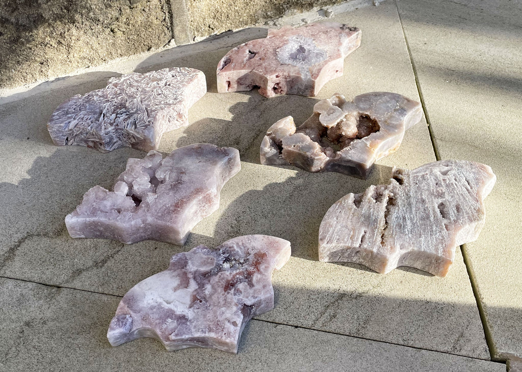 Carved And Polished Pink Amethyst Bat
