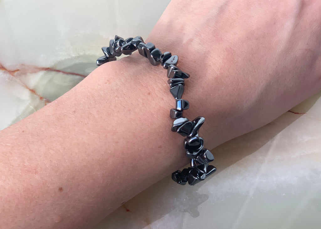Hematite Crystal Bracelet And Tumblestone Gift Set