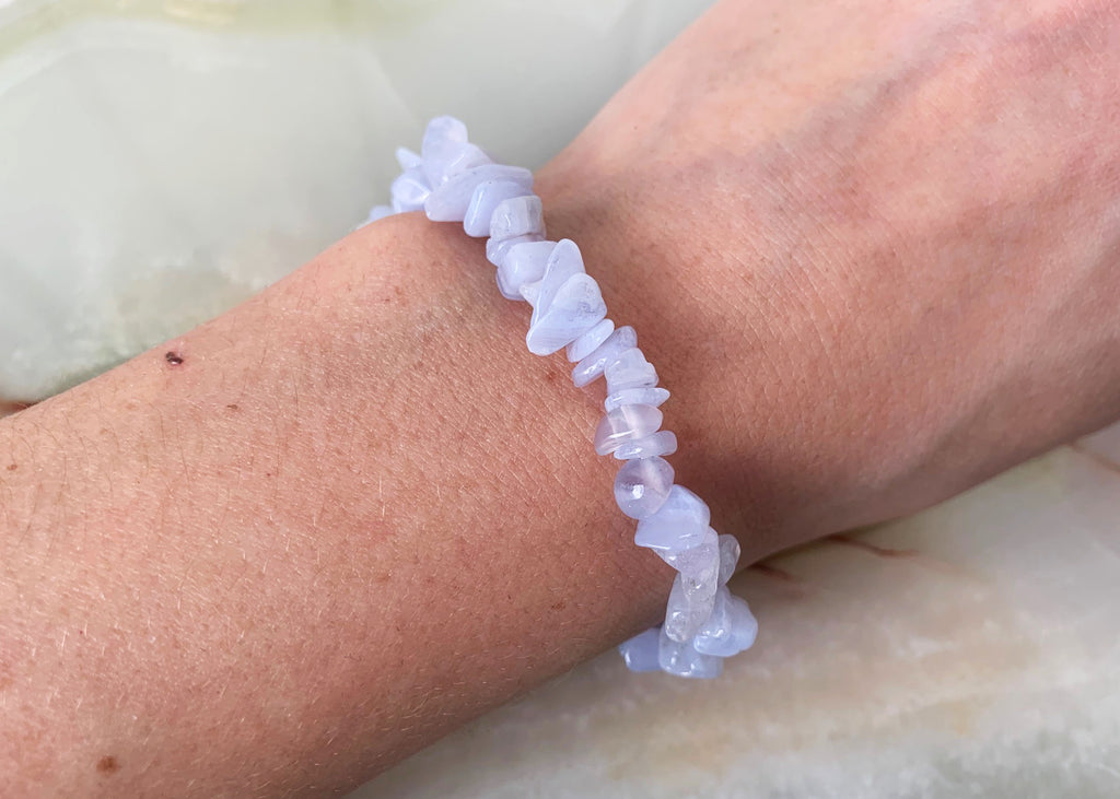 Blue Lace Agate Crystal Chip Bracelet