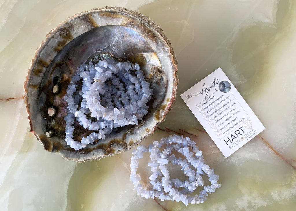 Blue Lace Agate Crystal Chip Bracelet