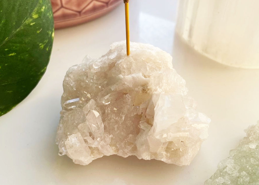 Deluxe Clear Quartz Cluster Incense Holder