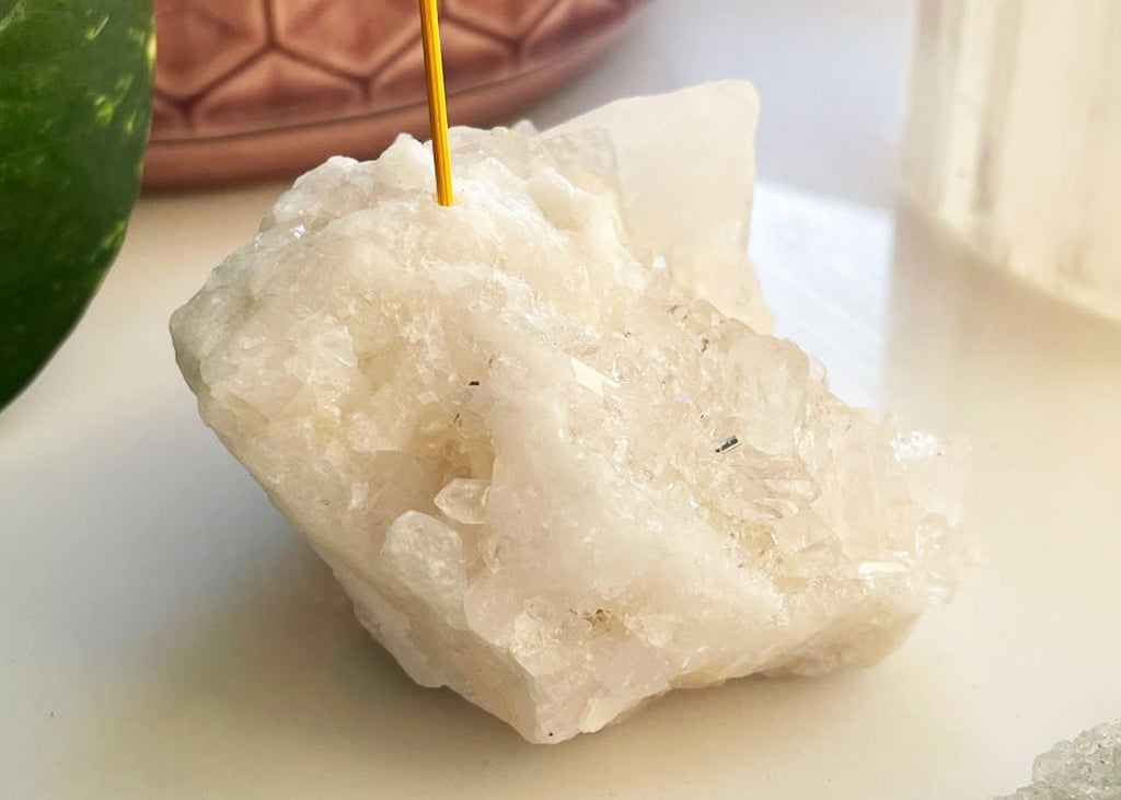 Deluxe Clear Quartz Cluster Incense Holder