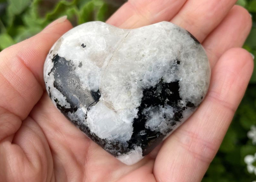 Polished Rainbow Moonstone Puff Heart