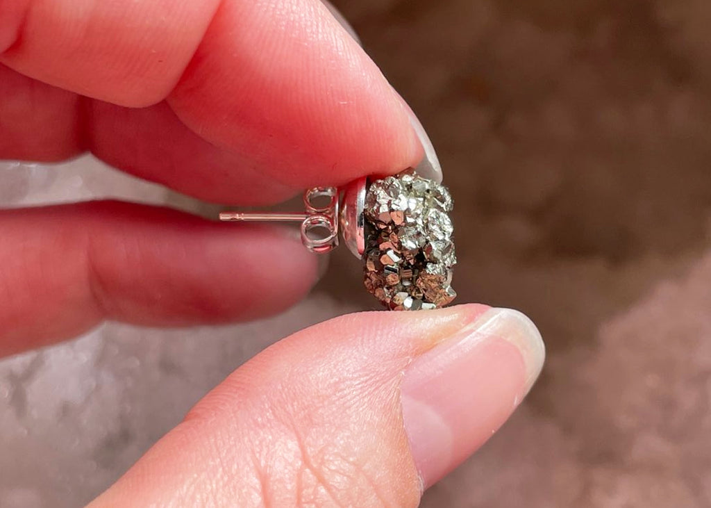 Pyrite Cluster Stud Earrings