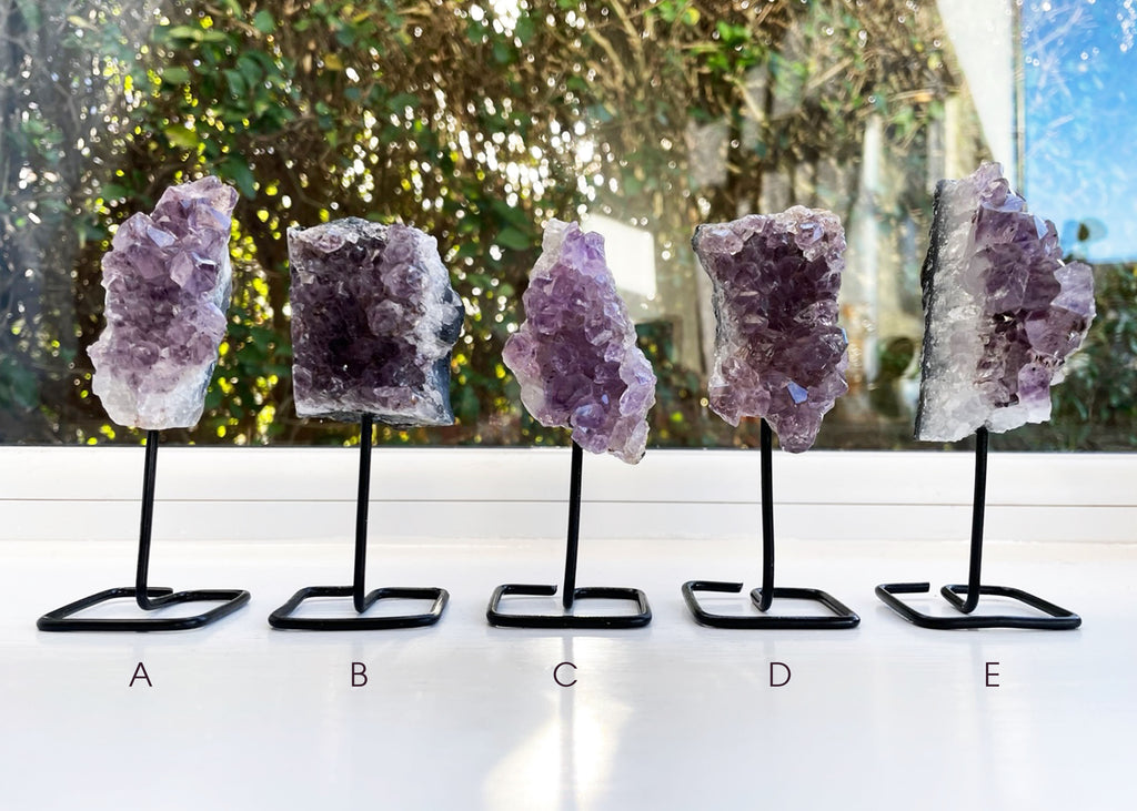 Mini Amethyst Cluster On Metal Stand