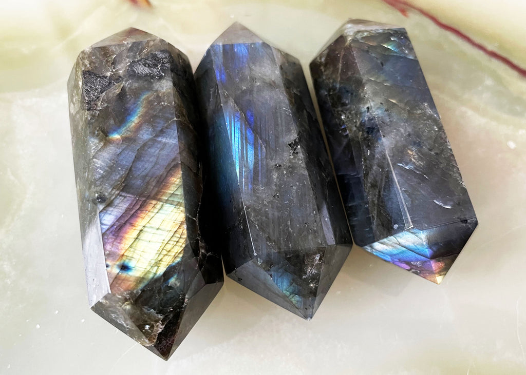 Flashy Labradorite Double Terminated Points