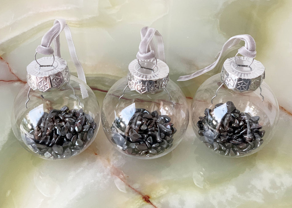 Hematite Crystal Christmas Bauble