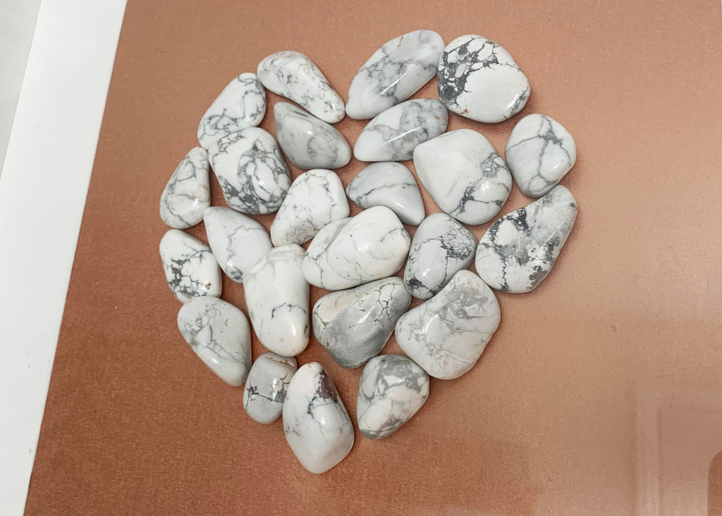 Handmade Howlite Crystal Heart Framed Artwork